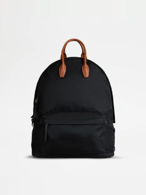 Tod's BACKPACK IN FABRIC AND LEATHER MEDIUM - BLACK