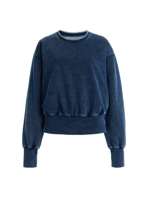 LES TIEN Britney Roll-Neck Cotton Sweatshirt blue