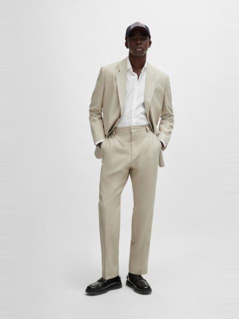 HUGO REGULAR-FIT SUIT IN PATTERNED LINEN-LOOK CLOTH