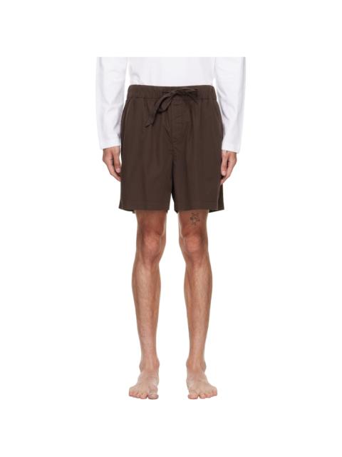 TEKLA Brown Poplin Pyjama Shorts