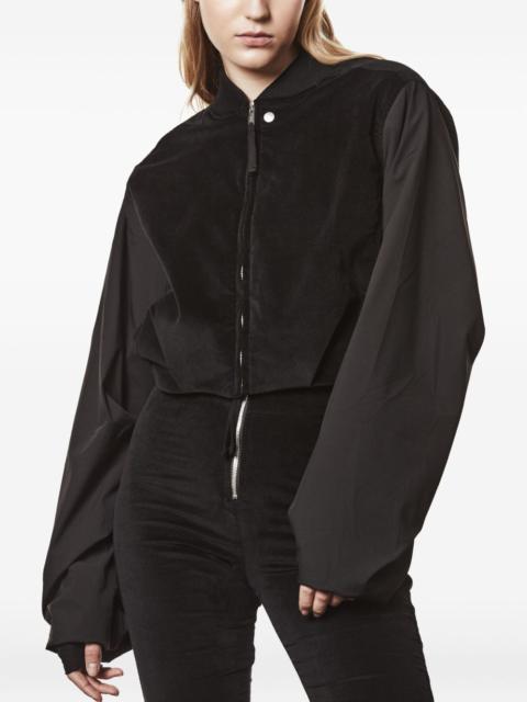 thom/krom velvet cropped zip-front jacket