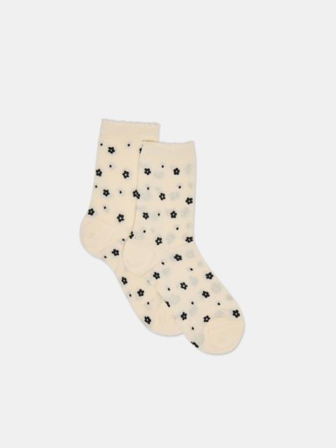 dolce vita FLOWER MESH ANKLET SOCKS WHITE BLACK