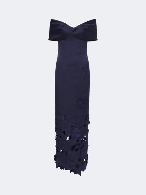 COSTARELLOS Norelle off-shoulder satin midi dress
