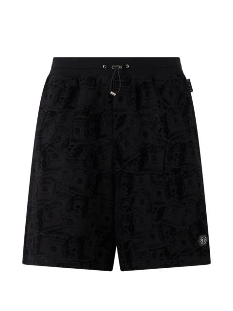 PHILIPP PLEIN dollar-skull fleece shorts