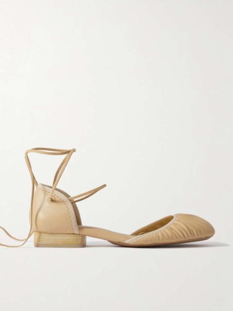 Lemaire Ruched leather ballet flats Cream