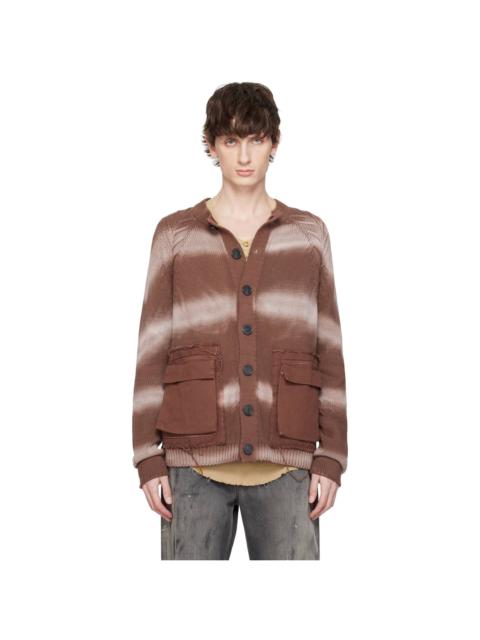 EDWARD CUMING Brown Cotton Tyre Track Washed Cardigan