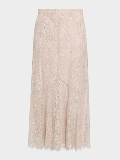 Erdem Fluted Lace Midi Skirt
