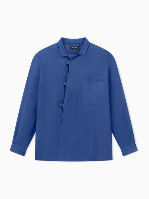 GIORGIO ARMANI LINEN SHIRT WITH ASYMMETRIC CLOSURE