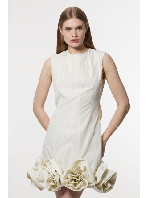 KAREN MILLEN Drama Taffeta Rosette Woven Mini Dress With Bow Detail