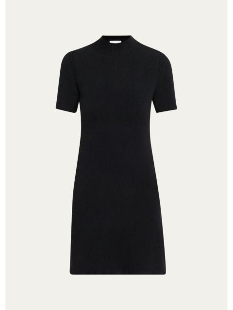 Burberry Cassidy Short-Sleeve Cashmere Button-Shoulder Mini Dress