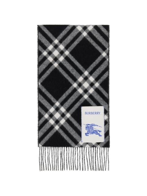Burberry Black & White Check Cashmere Scarf