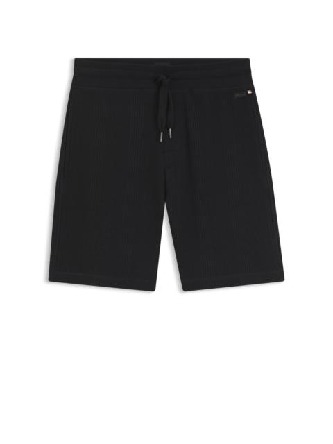 BOSS COTTON-BLEND SHORTS WITH WAFFLE TEXTURE