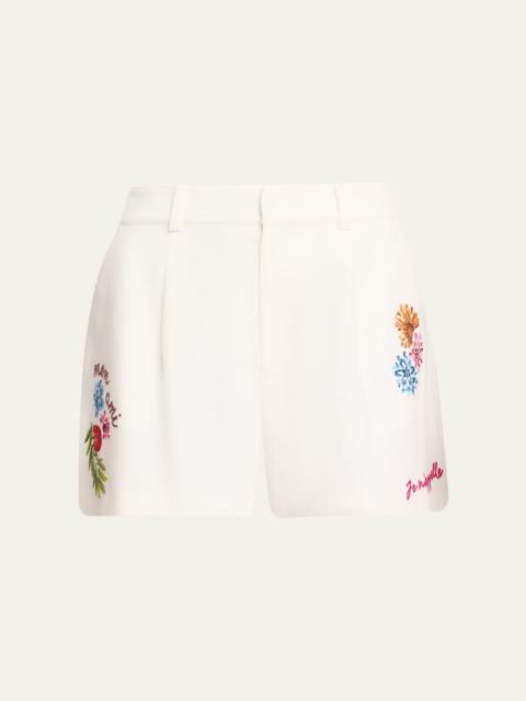 Cinq à Sept Emmie Embroidered Vine Shorts