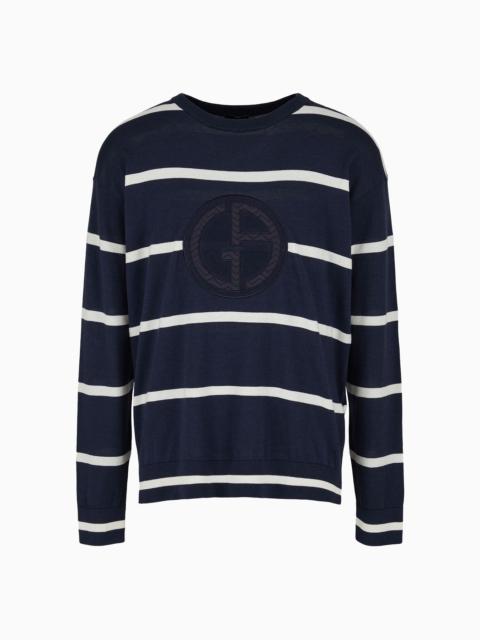 GIORGIO ARMANI Striped crew-neck jumper in cotton and cashmere