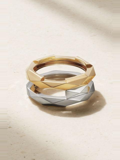 GUCCI Link to Love 18-karat white and yellow gold ring