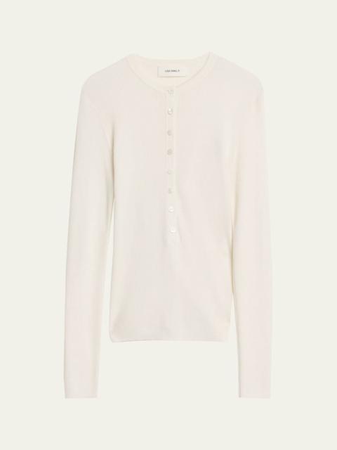 LISA YANG Airi Cotton-Cashmere Henley Sweater