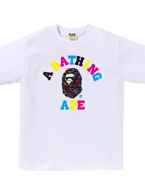 A BATHING APE® Neon Camo College Logo Short Sleeve T-Shirt "White Multi" BNCCLSSTSWM