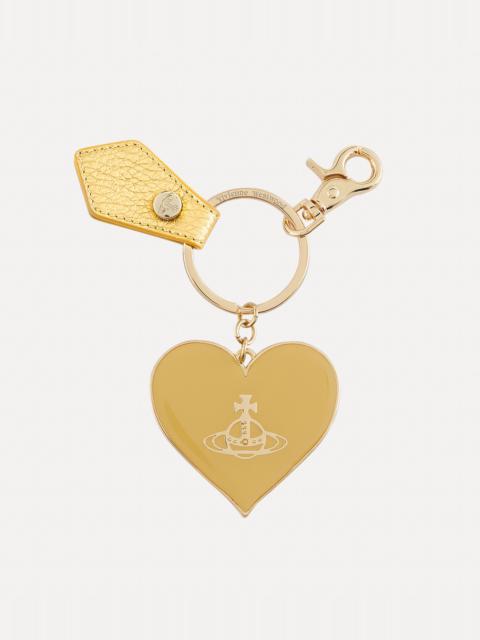 Vivienne Westwood GRAIN LEATHER MIRROR HEART ORB KEYRING