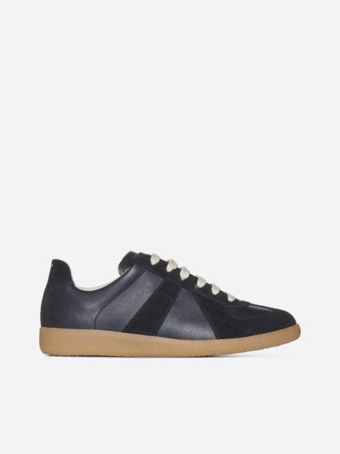 Replica leather and suede sneakers