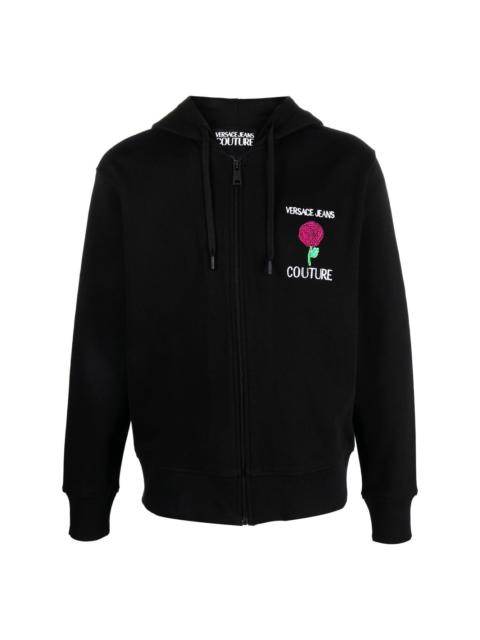 Roses logo-embroidered zip hoodie