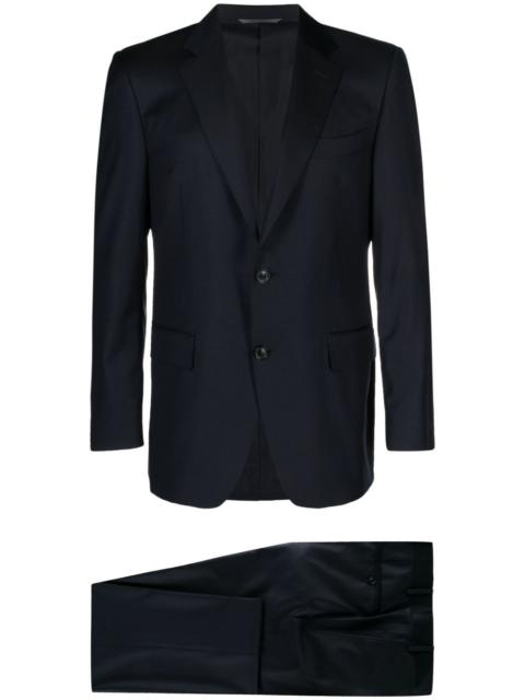 Canali peak-lapes wool single-breasted suits
