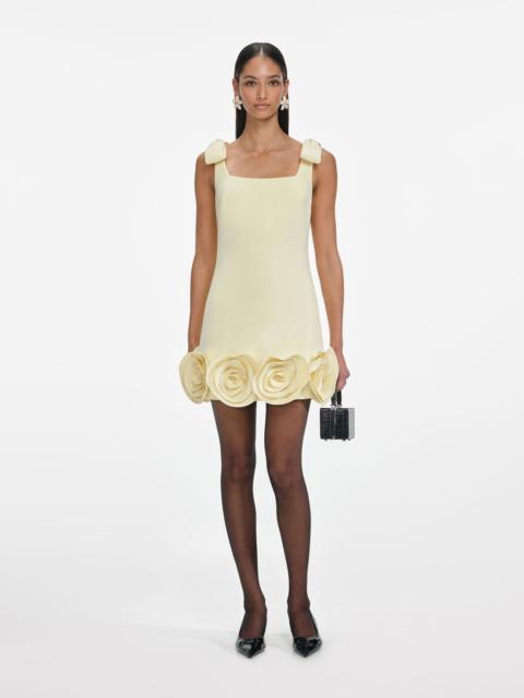 Yellow Crepe 3D Flower Mini Dress