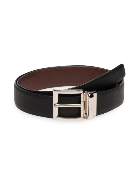 Prada Men's Saffiano Leather Reversible Belt - Black Brown