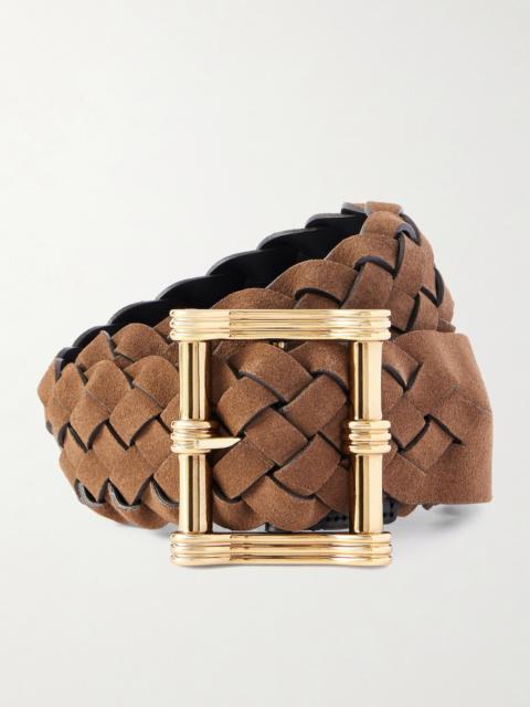 Etro Reversible Woven Suede And Leather Belt