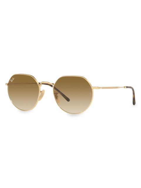 Ray-Ban Women's RB3565 Jack 51MM Round Sunglasses - Gold Flash
