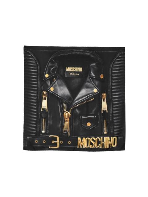 Moschino biker jacket-print silk foulard