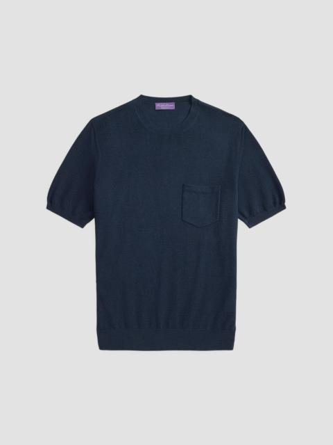 Ralph Lauren Men's Cotton-Silk Textured Short-Sleeve Sweater - Racing Navy