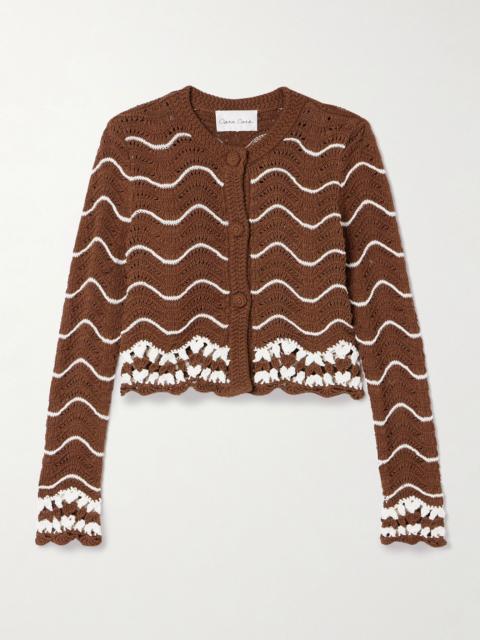Cara Cara Jolene scalloped striped cotton cardigan Brown