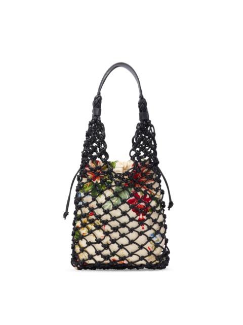 Oscar de la Renta FLORA & FAUNA LARGE KNOTTED LEATHER TOTE