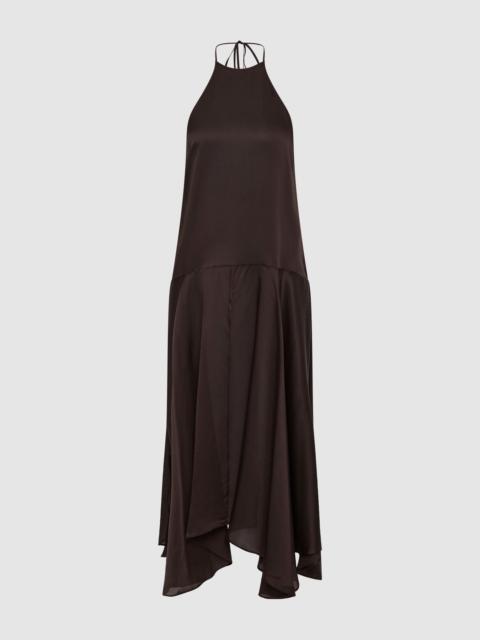 ST. AGNI Silk Handkerchief Halter Dress - Bark