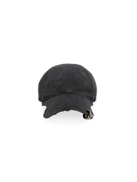 BALENCIAGA Heavy Piercing Cap in Black Faded
