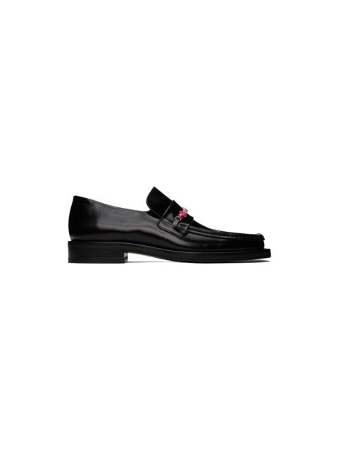 Black Beaded Square Toe Loafers