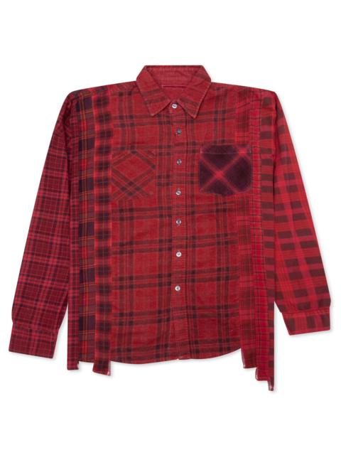 NEEDLES OVER DYE 7 CUTS WIDE SHIRT - RED