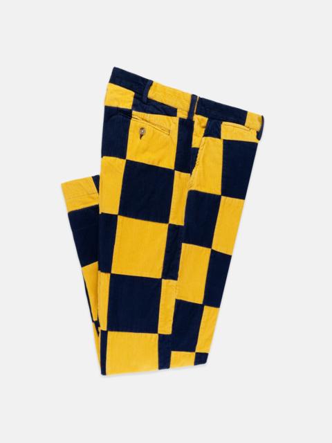 J. PRESS NAVY & YELLOW PATCHWORK CORDUROY PANT