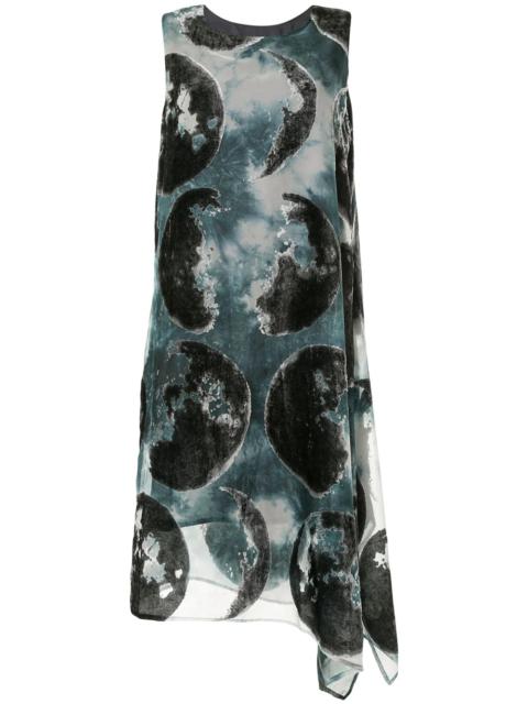 Y's Moon print sleeveless midi dress