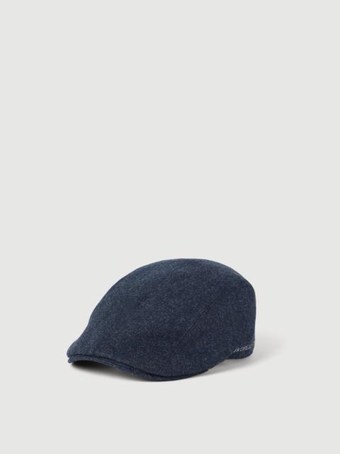 Brunello Cucinelli Virgin wool flannel flat cap with embroidered logo