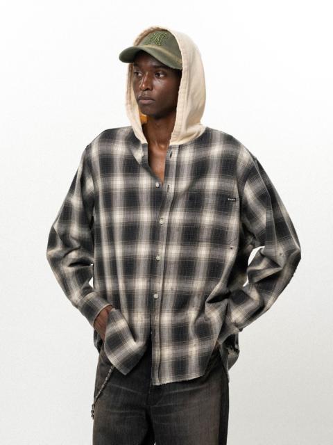 KAMIYA OG Check Sun-Faded Hooded Shirt