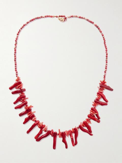 Jolana Gold-tone Jasper And Bone Necklace
