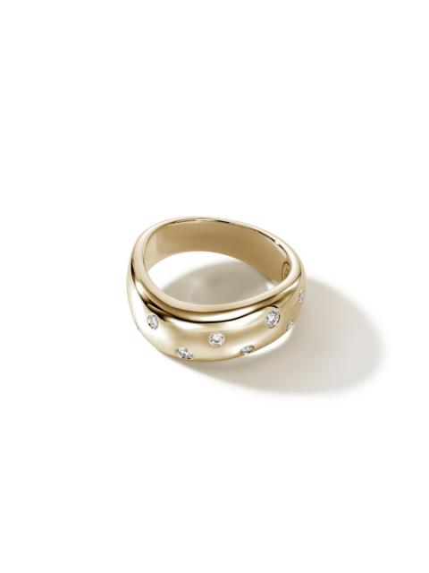 JOHN HARDY Surf Ring, Gold, Diamonds, Wide