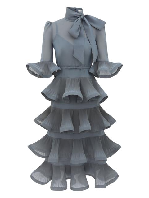 Zimmermann PLEATED SLEEVED MIDI DRESS