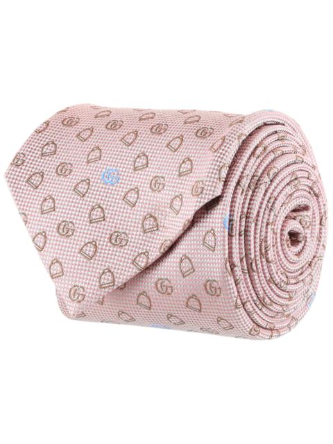 GUCCI Gucci Silk Jacquard Tie Pink Beige