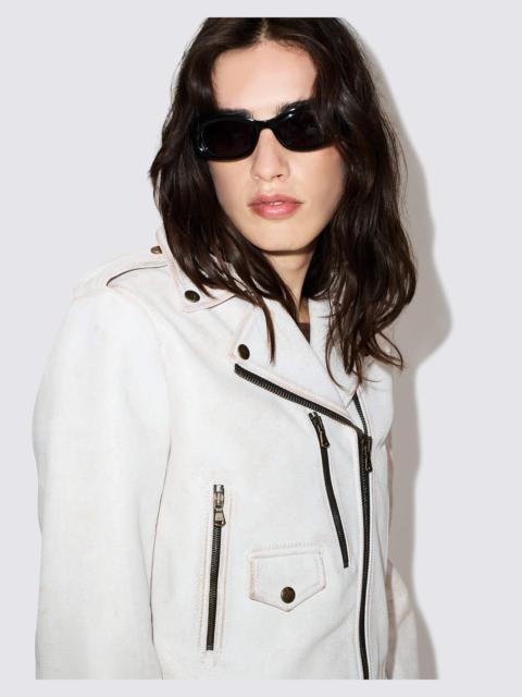 RE/DONE Leather Moto Jacket - White