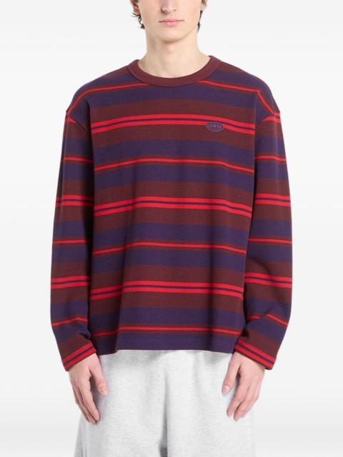 adidas long-sleeve stripe waffle sweatshirt