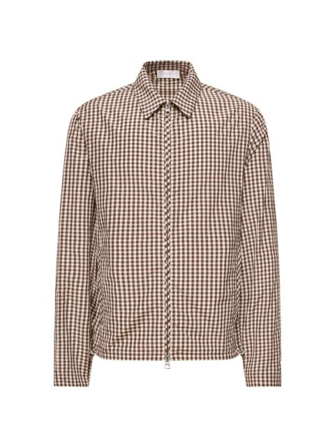 Moncler Men's Zip-Up Shirt in Cotton Blend - White Brown