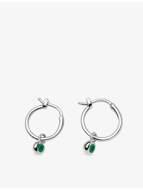 MISSOMA May Birthstone Mini Charm Silver Plated Brass And Green Onyx Hoop Earrings