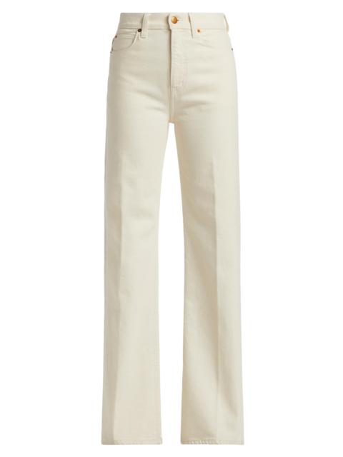 JAMIE HALLER Women's Crease Bootcut High-Rise Jeans - Ecru